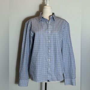 UNTUCKit Large Slim Fit Cotton Gingham Button Down Shirt - Blue/White